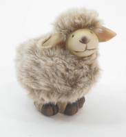 Schaf mit Fell, B9 H9cm creme/grau 613153-12